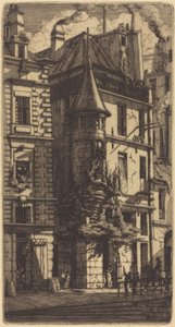 Wieżyczka przy Rue de la Tixéranderie, Paryż (Dom z Wieżyczką, Ulica Tkaczy, Paryż) autorstwa Charles Meryon