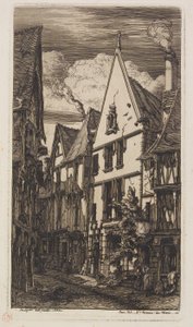 Widok wzdłuż Rue des Toiles w Bourges autorstwa Charles Meryon
