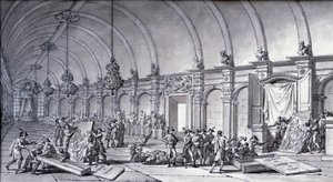 Grabież dzieł sztuki za Napoleona Bonaparte: „Madonna z Correge (Antonio Correggio) została zabrana z Akademii Parmy i przekazana francuskim kuratorom w maju 1796 roku”. Rysunek tuszem chińskim autorstwa Charlesa Meyniera (1768-1832). Ciemny. 0,17x0,32 m² autorstwa Charles Meynier