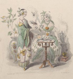Herbata i kawa, z Les Fleurs Animées, 1847.