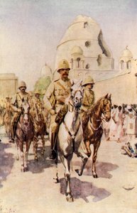 Lord Kitchener wkraczający do Omdurmanu po bitwie (kolorowa litografia)