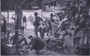 Burowie plądrują sklep w posiadłości Grange River, ilustracja z filmu After Pretoria: The Guerilla War, 1902 autorstwa Charles Mills Sheldon