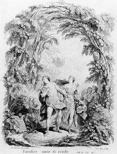 Orfeusz wyprowadza Eurydykę z piekła, ilustracja do opery „Orfeusz i Eurydyka” Christopha von Glucka (1714–87)