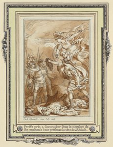 Perseusz zamienia Fineasza w kamień z głową Meduzy autorstwa Charles Monnet