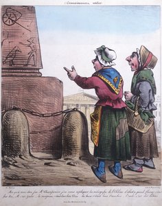 Karykatura wzniesienia Obelisku na Place de la Concorde, ok.1831 autorstwa Charles Nantueil