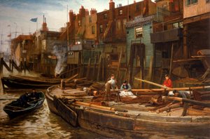 London River - budowniczowie barek w wapienniku, 1877 r.