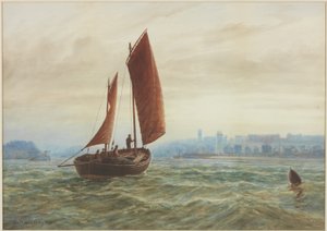 Off North Shields (ołówek, akwarela i kolor ciała na papierze) autorstwa Charles Napier Hemy