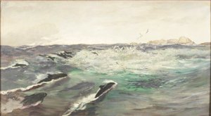 Morświny goniące makrelę autorstwa Charles Napier Hemy