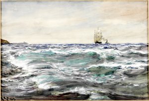 Szorstka woda na barze (akwarela i akwarela na papierze) autorstwa Charles Napier Hemy