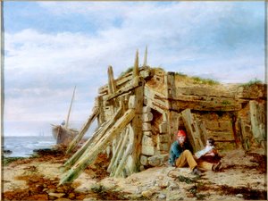 Pod falochronem, ok. 1863 r. autorstwa Charles Napier Hemy