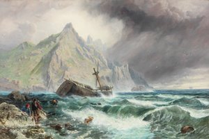 Wrak fregaty na południowym wybrzeżu Hiszpanii, 1863