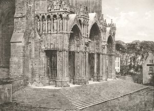 Katedra w Chartres - Portico du Midi XII wiek, ok. 1854, druk ok. 1857. autorstwa Charles Nègre