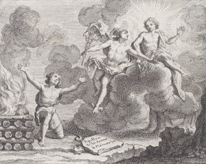 Apollo, Merkury i pasterki, Bajka X w La Motte, Bajki Nouvelles, 1719., 1719.