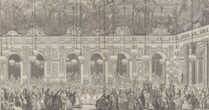 Dekoracja na bal maskowy w Wersalu, z okazji t..., ok. godz. 1860 przedruk płyty 1764.