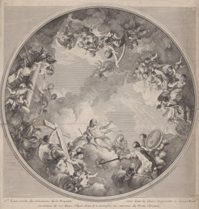 Święty Ludwik przedstawiający swój miecz Chrystusowi, według projektu sufitu, 1755-90.