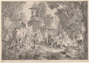 Gra Blind Mans Bluff, 1739. autorstwa Charles Nicolas Cochin
