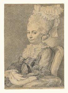 Portret młodej kobiety trzymającej wachlarz autorstwa Charles Nicolas Cochin II
