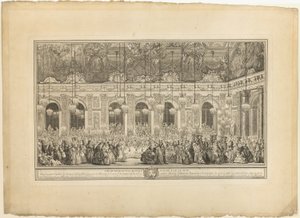 Dekoracja na bal maskowy wydany przez króla autorstwa Charles Nicolas Cochin I