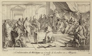 Potępienie katarów jako heretyków w Radzie Lombers we Francji autorstwa Charles Nicolas II Cochin