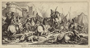 Klęska i śmierć Didiera z Tuluzy przed Carcassonne, 587 (ryc.) autorstwa Charles Nicolas II Cochin