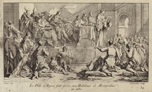 Ludwik I, książę Anjou, regent króla Francji Karola VI, składający podziękowania mieszkańcom Montpellier