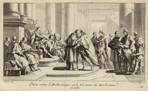 Pokój między biskupem i wicehrabią Narbonne autorstwa Charles Nicolas II Cochin