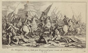 Armia węgierska zmuszona do ucieczki przez Raymonda Ponsa, hrabiego Tuluzy, 924 (rycina) autorstwa Charles Nicolas II Cochin
