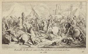 Armie księcia Berry i hrabiego Foix walczące w bitwie pod Revel we Francji autorstwa Charles Nicolas II Cochin