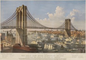 Most wiszący Great East River: łączący miasta Nowy Jork i Brooklyn