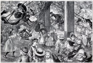 Plenerowa sala gimnastyczna dla dzieci w Battersea Park, Londyn - 1898 - zaczerpnięta z życia przez Paula Renouarda autorstwa Charles Paul Renouard