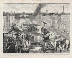Przygotowanie do wystawy paryskiej 1900: widok prac budowlanych od północnej strony Sekwany. autorstwa Charles Paul Renouard