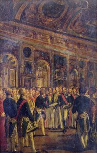 Senat przedstawia Ludwikowi Napoleonowi Bonaparte (1808-73) wynik plebiscytu ogłaszającego go cesarzem, w Saint-Cloud, 1 grudnia 1852, 1852-71