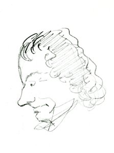 Autoportret, ok. 1843 (ołówek na papierze) (zdjęcie czarno-białe) autorstwa Charles Pierre Baudelaire