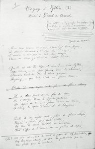 Poemat z autografem „Voyage a Cythere” (pióro i atrament na papierze) (zdjęcie czarno-białe) autorstwa Charles Pierre Baudelaire