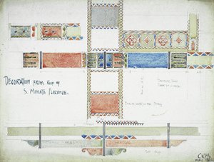 Dekoracja z dachu S. Miniato, Florencja, 1891 (ołówek i akwarela na papierze) autorstwa Charles Rennie Mackintosh