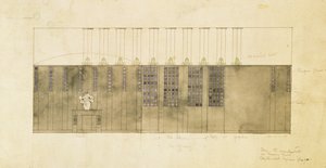 Projekt ściany, stołu i drzwi, 1905 (wc nad piórem i atramentem na papierze) autorstwa Charles Rennie Mackintosh
