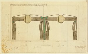 Projekt stoiska wystawowego dla Francisa Smitha, używanego na wystawie w Glasgow, pokazany w elewacji, 1901 autorstwa Charles Rennie Mackintosh
