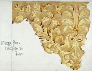 Intarsia Panel, Certosa di Pavia, 1891 (ołówek i akwarela na papierze) autorstwa Charles Rennie Mackintosh