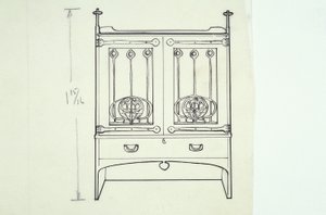 Rysowanie linii mebli (toaletka), ok. 1910 (tusz na papierze) autorstwa Charles Rennie Mackintosh