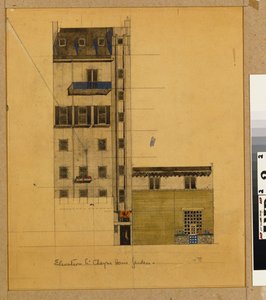Londyn, elewacja proponowanego studia w Glebe Place i Upper Cheyne Walk autorstwa Charles Rennie Mackintosh