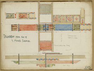 Studia dekoracyjnych paneli sufitowych, San Miniato, Florencja, 1891 autorstwa Charles Rennie Mackintosh