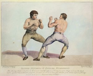 Mecz bokserski pomiędzy Danielem Mendozą i Richardem Humphreysem, 29 września 1790 r. (akwaforta ręcznie kolorowana)