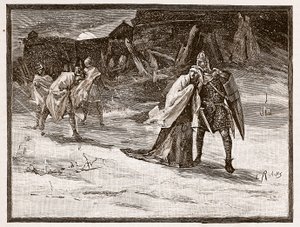 Lot Matyldy z Oxford Castle, ilustracja z „Ilustrowanej historii Anglii Cassella” (zdjęcie w sepii)
