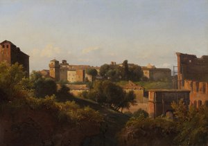 Widok Koloseum i Łuku Konstantyna z Palatynu, ca. 1822-24. autorstwa Charles Rémond