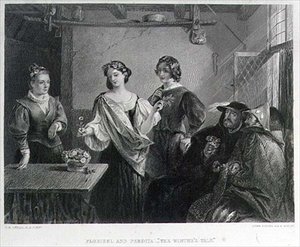 Florizel i Perdita, grawerowane przez Lumb Stocks (1812-92) (grawerowanie)