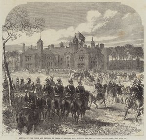 Przybycie księcia i księżnej Walii do Melford Hall w Suffolk, siedziby lorda Alfreda Pageta