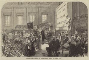 Dystrybucja nagród wśród uczniów szkół Ragged w Exeter Hall autorstwa Sir John Charles Robinson