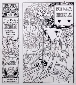 Ilustracja na okładce do Prawdziwych Roczników Krainy Bajek, Panowanie króla Herli, pod redakcją Williama Cantona, wydanej w 1900 r. autorstwa Charles Robinson