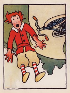 Nonsens: Wypadek rowerowy (kolorowa litografia) autorstwa Charles Robinson
