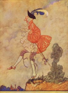 Pycha kroczy przed upadkiem (kolorowa litografia) autorstwa Charles Robinson